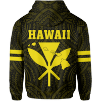 Polynesian King Kanaka Map Seal of Hawaii Hoodie Yellow - Polynesian Pride
