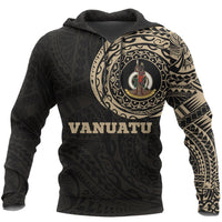 Vanuatu Hoodie Vanuatu Coat of Arms Polynesian Tattoo Style Unisex Black & GOLD - Polynesian Pride