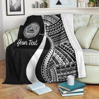 American Samoa Custom Personalised Premium Blanket - White Polynesian Tentacle Tribal Pattern - Polynesian Pride