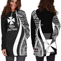 Wallis And Futuna Women's Hoodie Dress - White Polynesian Tentacle Tribal Pattern - Polynesian Pride