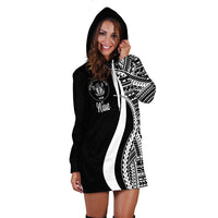 Niue Women's Hoodie Dress - White Polynesian Tentacle Tribal Pattern - Polynesian Pride