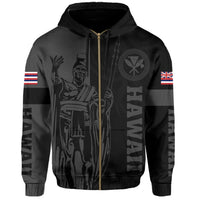 Hawaii King Polynesian Hoodie (Zip up) Lawla Style Gray - Polynesian Pride