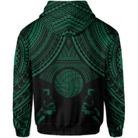 Polynesian Volleyball Hawaii Zip Hoodie Green - Polynesian Pride