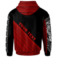 Pohnpei Custom Hoodie Diagonal Pattern White Red - Polynesian Pride
