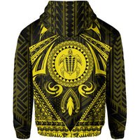 Polynesian Kakau Kanaka Turtle Map Hawaii Hoodie Circle Style Yellow - Polynesian Pride