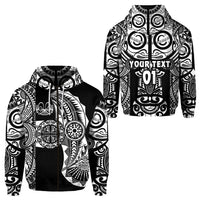 Custom Marquesas Islands Zip Hoodie Marquesan Tattoo Original Style Black LT8 - Polynesian Pride