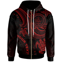 Palau Custom Zip up Hoodie Red Turtle Unisex Red - Polynesian Pride
