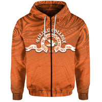 Tailulu College Zip Hoodie Tonga Polynesian Unisex Orange - Polynesian Pride