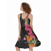 Hawaii Flowers Tribal Pattern Midi Dress LT9 - Polynesian Pride