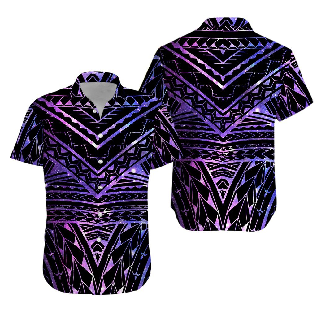 Polynesian Spearhead Purple Galaxy Hawaiian Shirt - LT12 Blue - Polynesian Pride