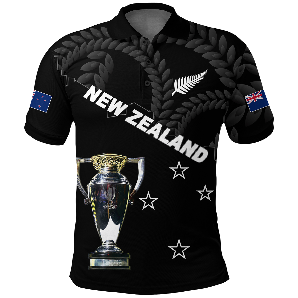 Custom New Zealand Champions Rugby 2022 Polo Shirt LT12 Black - Polynesian Pride