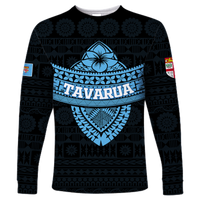 (Custom Personalised) Tavarua Fiji Tapa Tribal Long Sleeve Shirt - LT12 Unisex Blue - Polynesian Pride