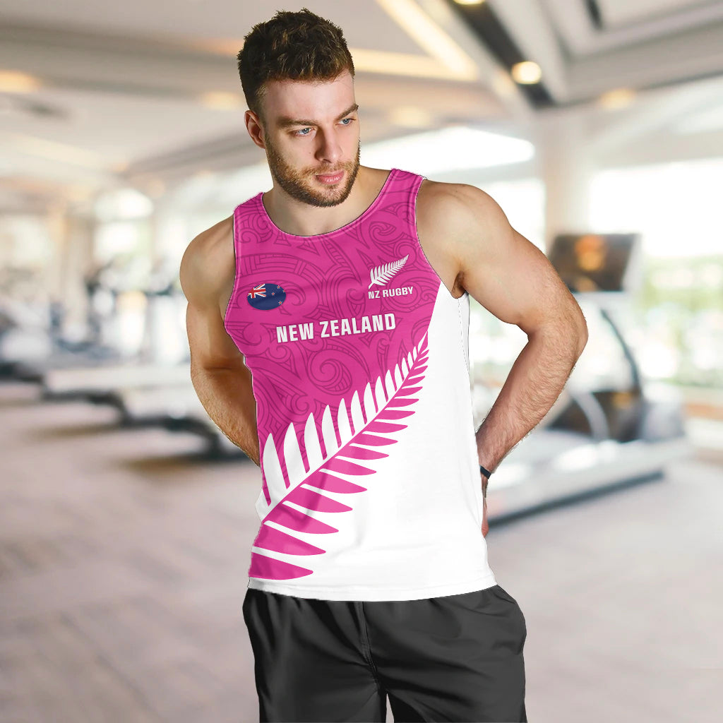 New Zealand Silver Fern Rugby Custom Men Tank Top Go All Black Maori Pink Version LT14