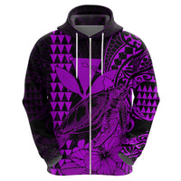 Custom Kakau Polynesian Tribal Hawaiian Turtle with Kanaka Maoli Purple Hoodie LT9 Zip Hoodie Purple - Polynesian Pride