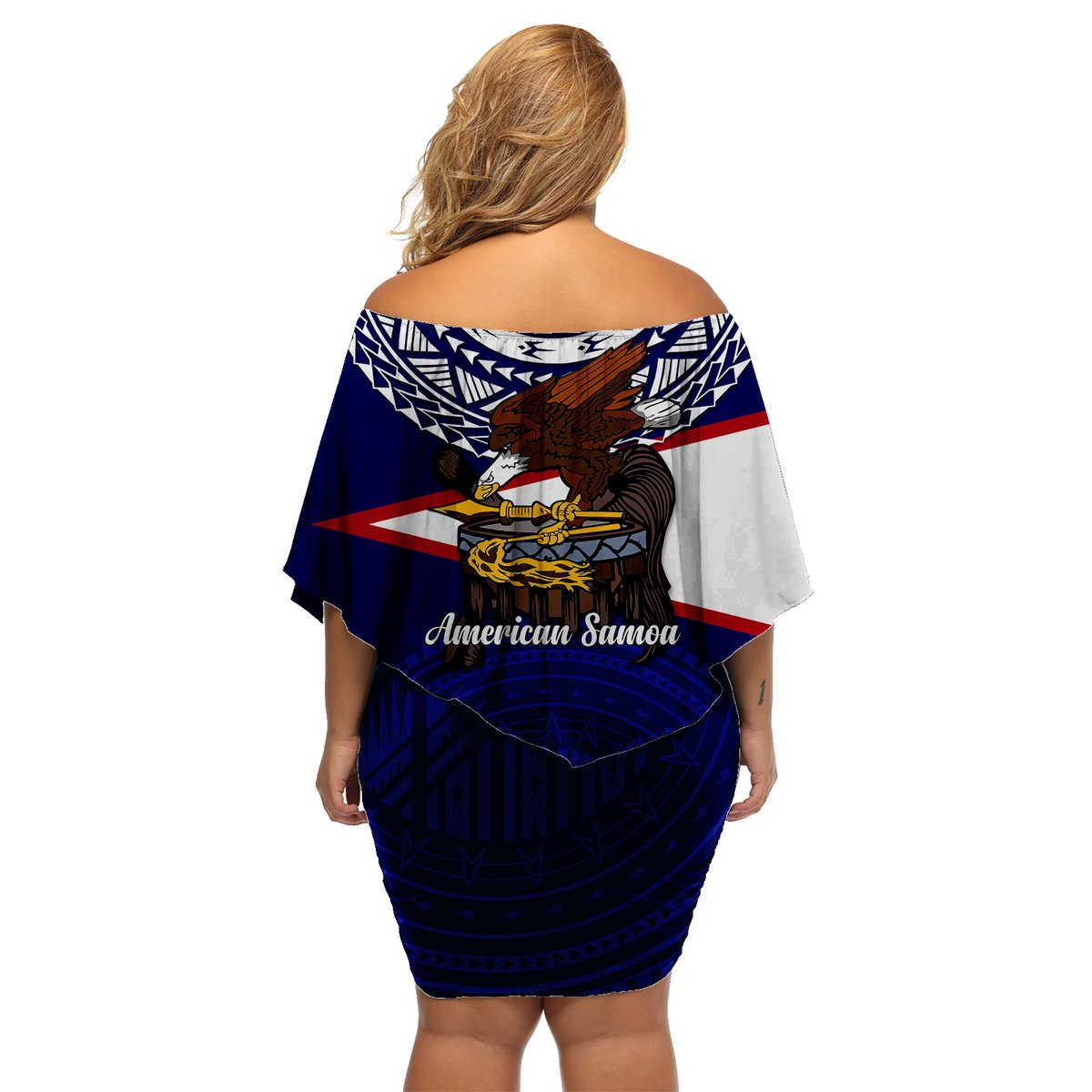 American Samoa Independence Anniversary Pride Off Shoulder Short Dress - LT12 - Polynesian Pride