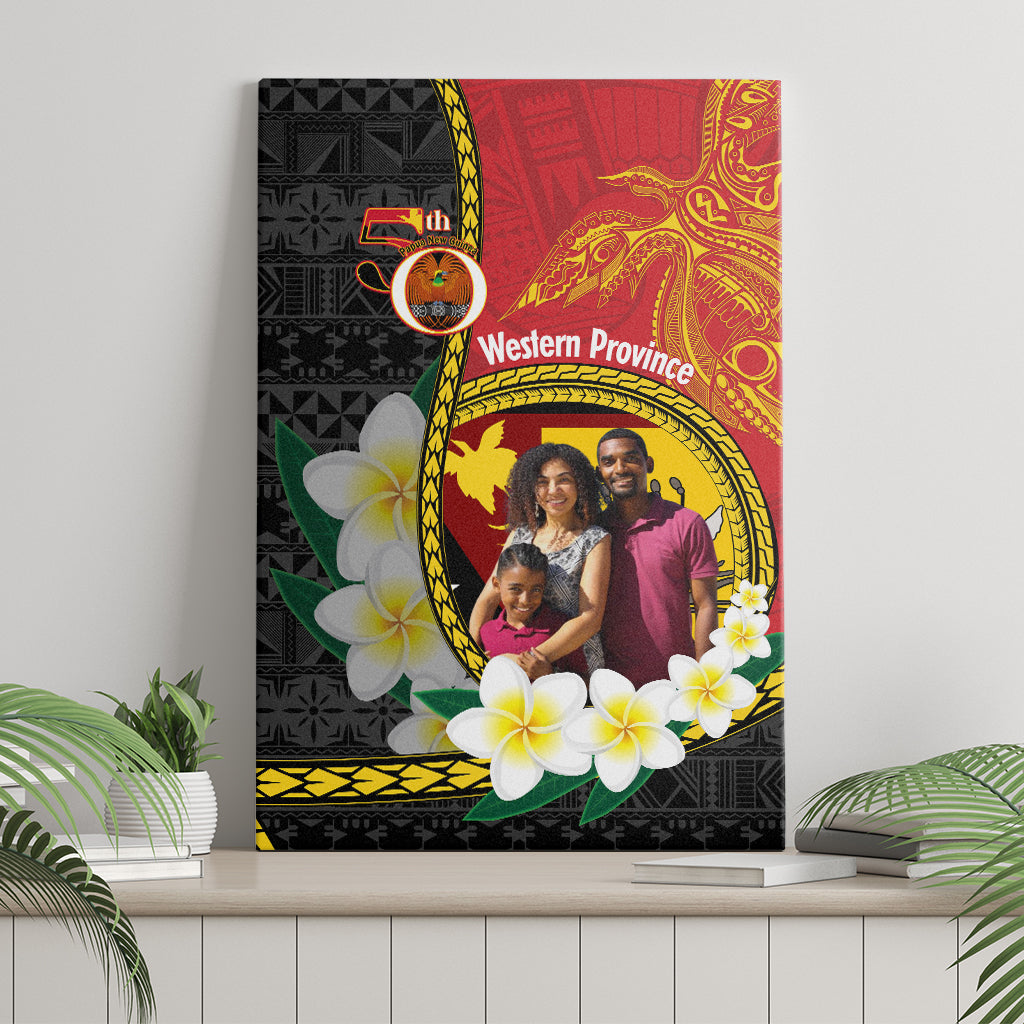 Custom Photo Papua New Guinea Provinces Canvas Wall Art 50th Anniversary Plumeria PNG Provinces Flag CTM14