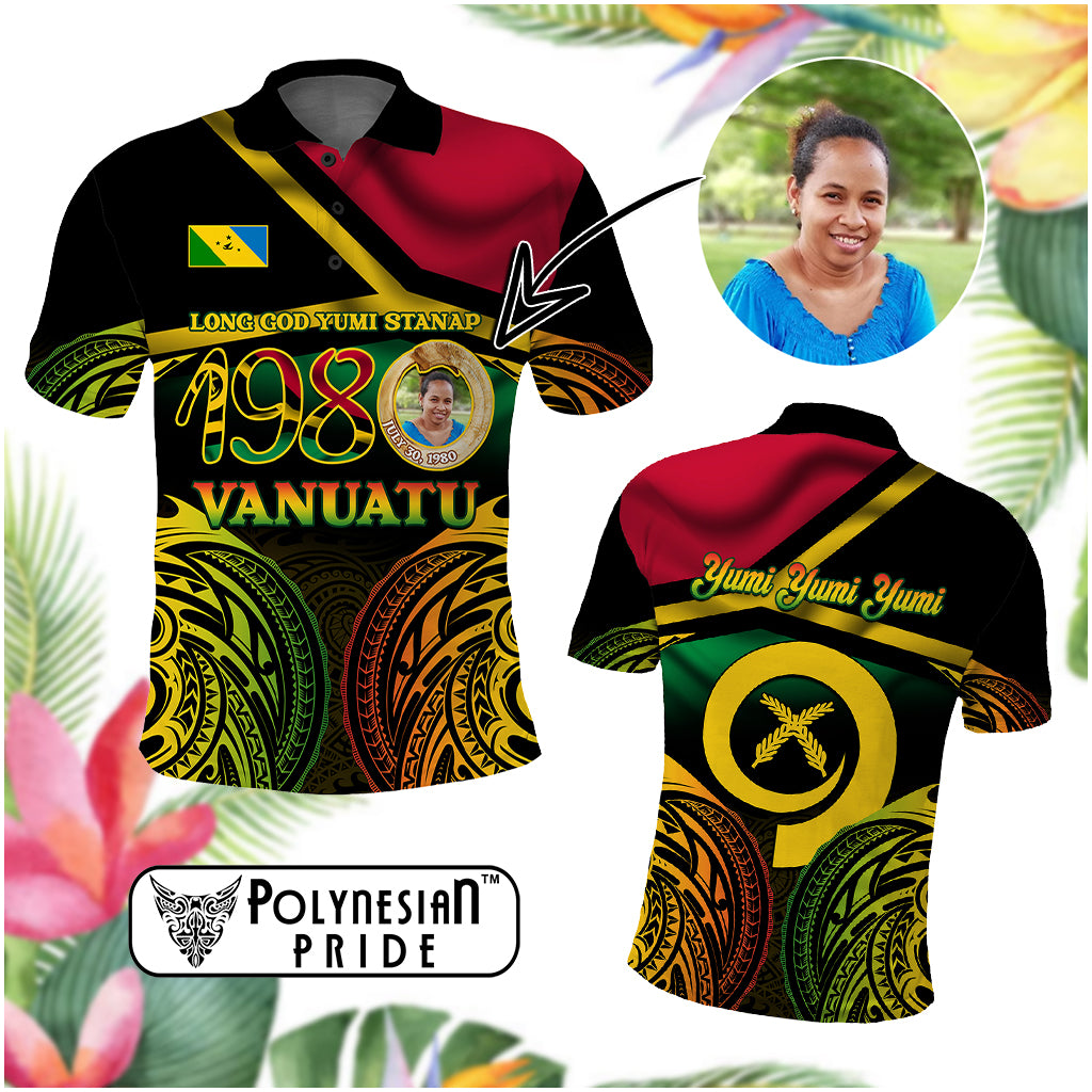 Custom Photo Vanuatu 1980 Polo Shirt Yumi Yumi Yumi Independence Anniversary CTM14