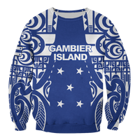 (Custom Personalised) Austral Islands Tribal Tattoo Sweatshirt - LT12 Unisex Blue - Polynesian Pride