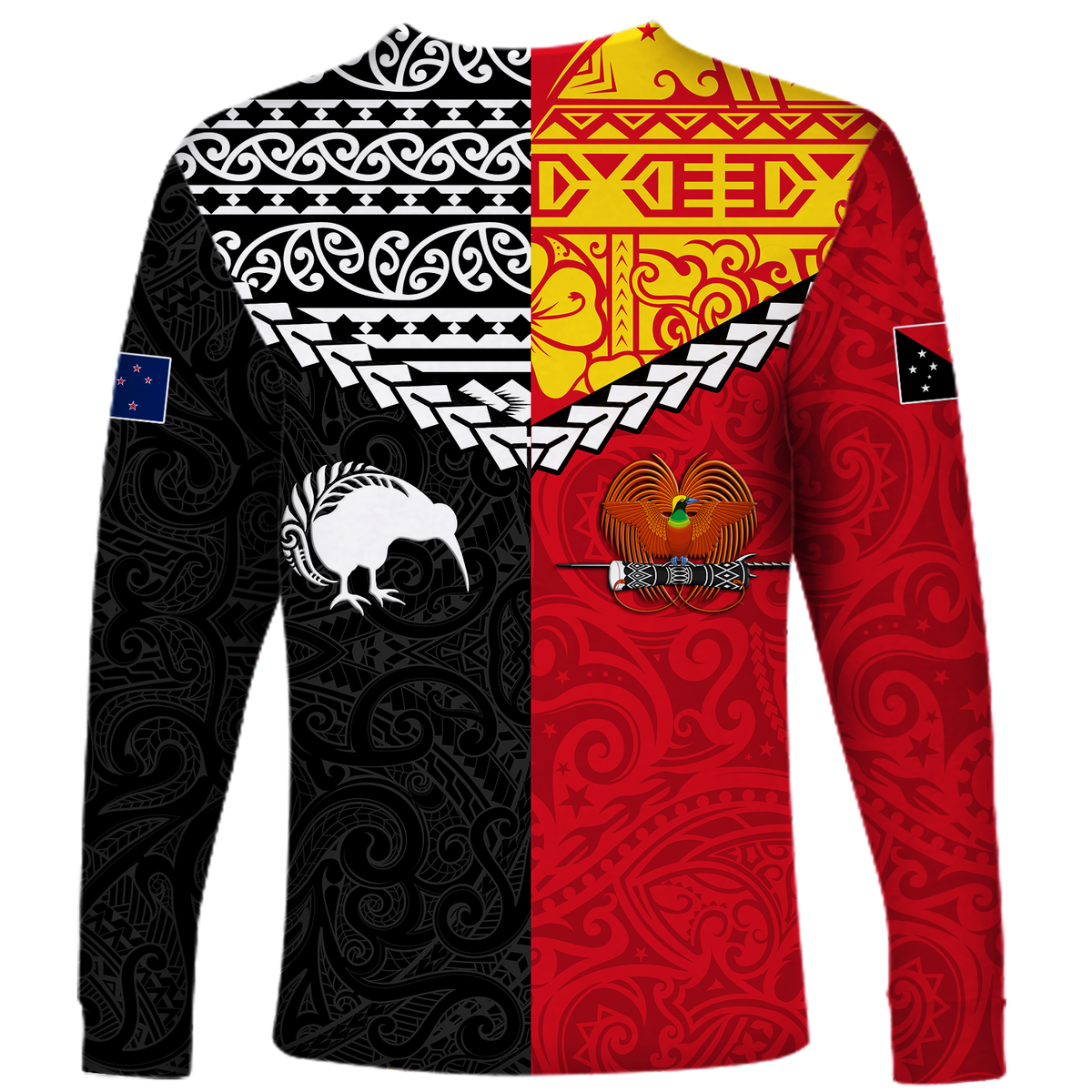 Papua New Papua New Guinea Combine New Zealand Maori Aotearoa Heritage Long Sleeve Shirt - LT12 - Polynesian Pride