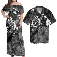 Matching Couple Hawaiian Outfits Dress and Hawaiian Shirt Hibiscus Sea Turtle Swim Polynesian RLT14 No Dress - Polynesian Pride