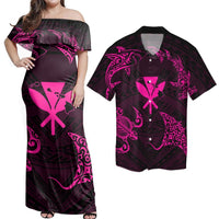 Matching Couple Hawaiian Outfits Dress and Hawaiian Shirt Polynesian Turtle Hammerhead Shark Ray Kanaka Hawaii Circle Pink RLT14 No Dress - Polynesian Pride