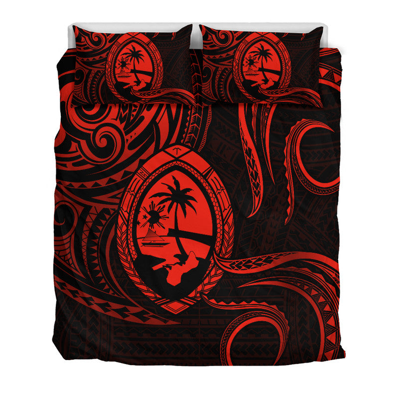 Polynesian Pride Guam With Polynesian Tribal Tattoo and Coat of Arms Bedding Set Red Version LT9 - Polynesian Pride