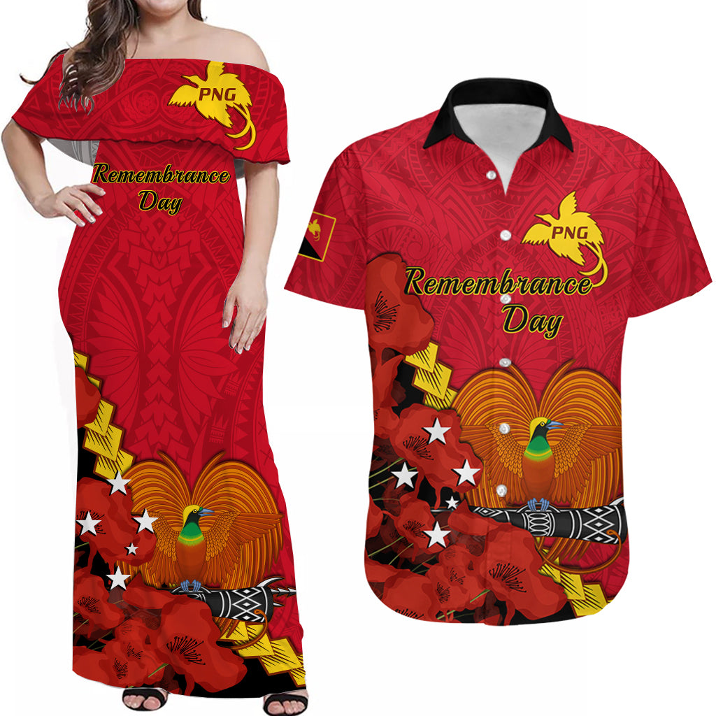 Personalised Papua New Guinea Matching Dress and Hawaiian Shirt Polynesian Remembrance Day LT14 Red - Polynesian Pride