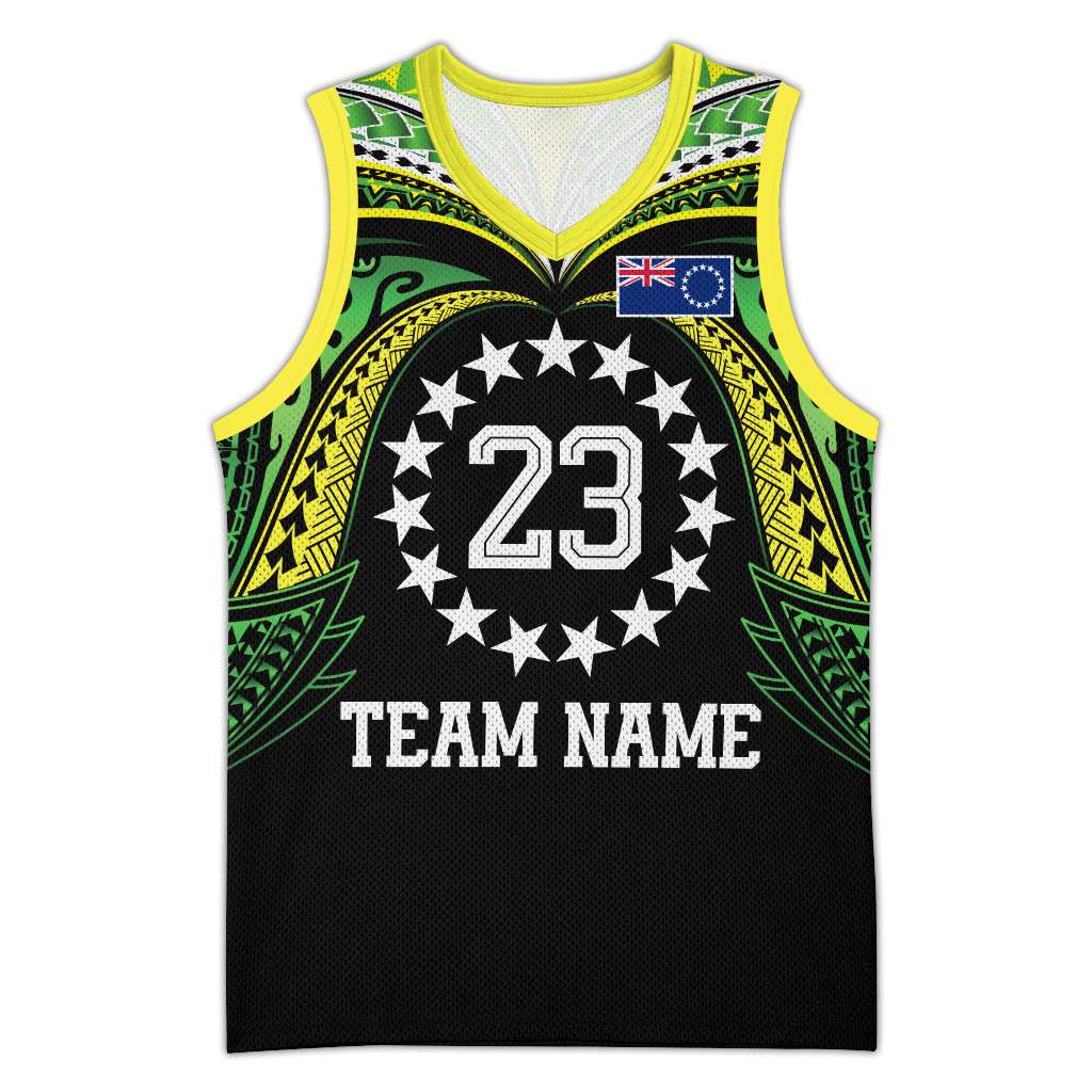 Custom Photo Cook Islands Basketball Jersey Tatau Tribal Motifs Black Color CTM03 Unisex Multicolor - Polynesian Pride