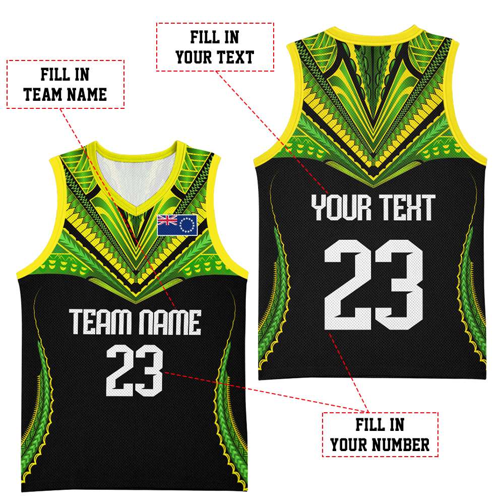 Custom Cook Islands Basketball Jersey Tatau Art Sport Style Black Color