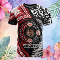 Custom Photo Tonga and New Zealand Together T Shirt Ngatu Art Tribal Maori Tattoo and Silver Fern