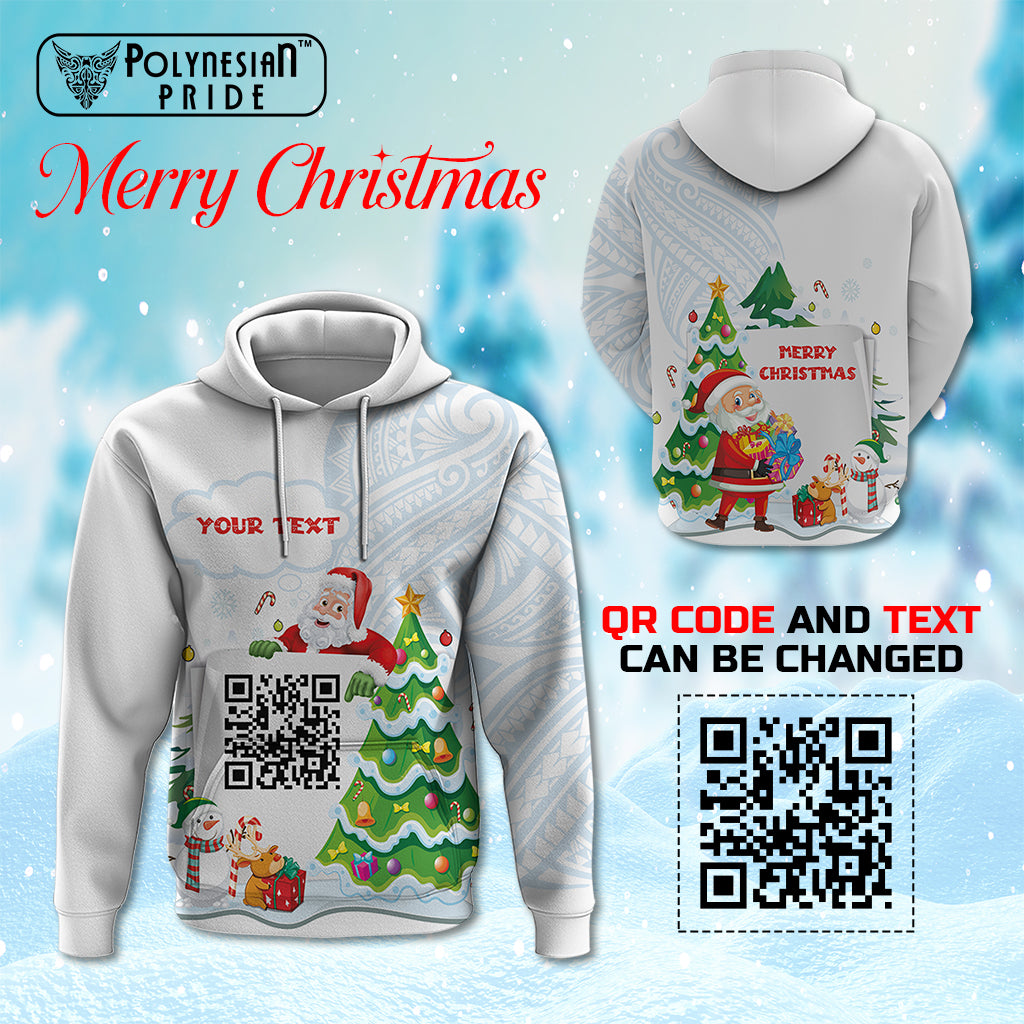 Custome QR Code Polynesian Christmas Hoodie Funny Santa Claus and Xmas Style