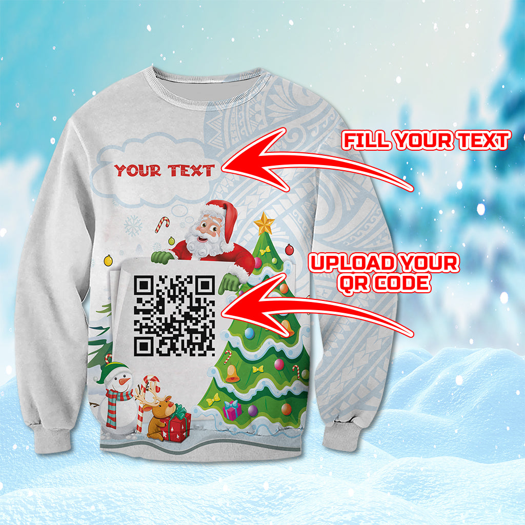 Custome QR Code Polynesian Christmas Sweatshirt Funny Santa Claus and Xmas Style
