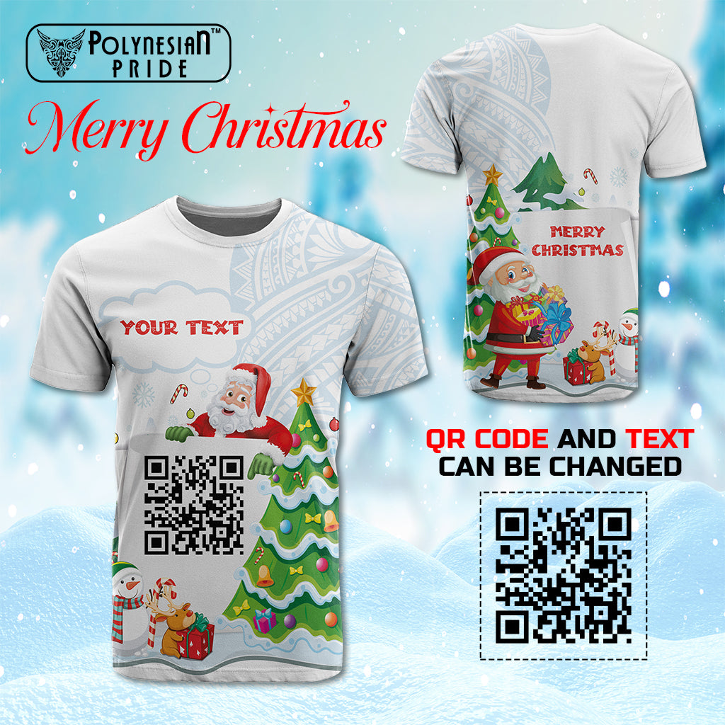 Custome QR Code Polynesian Christmas T Shirt Funny Santa Claus and Xmas Style