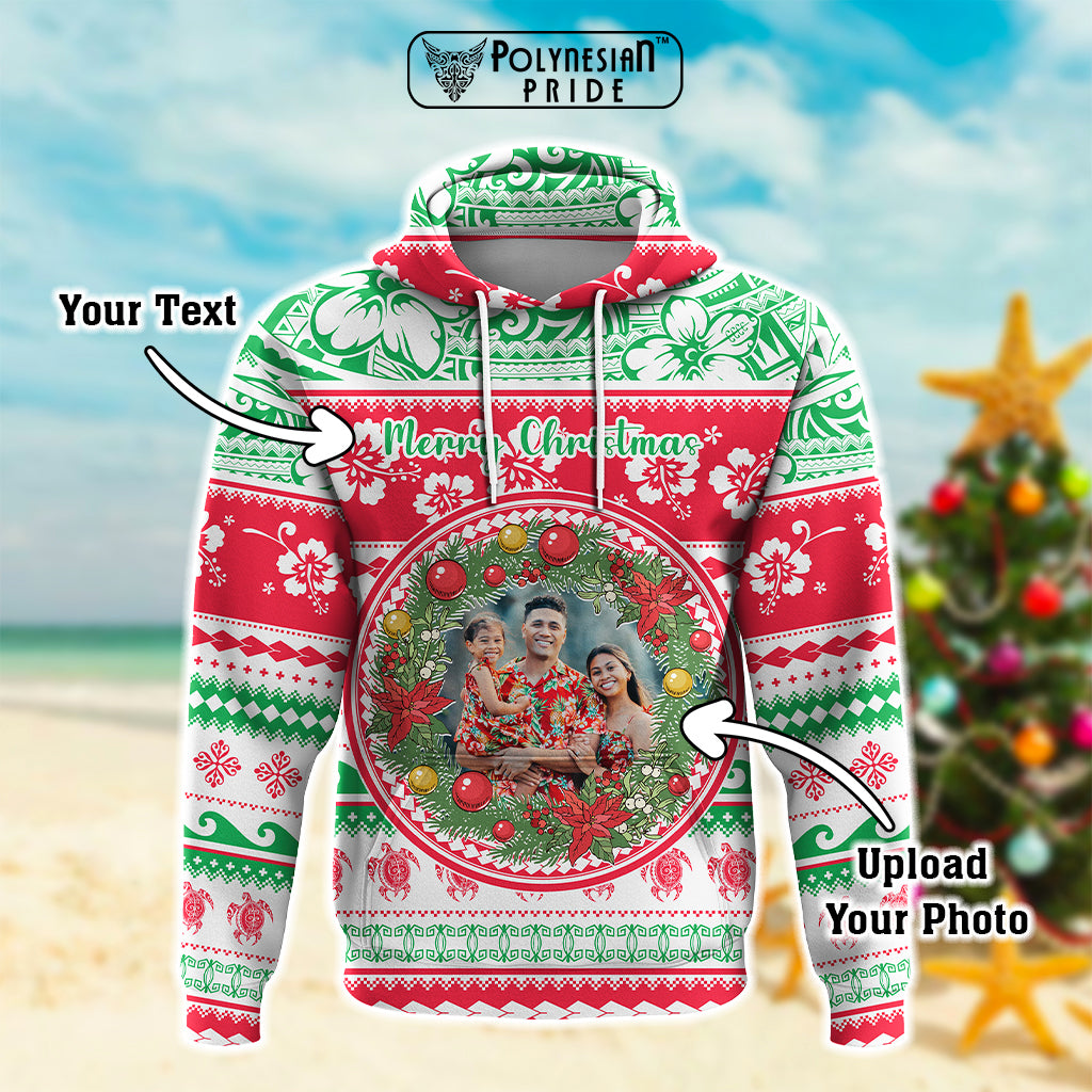 Custom Photo Polynesian Christmas Hoodie - Polynesian Pride