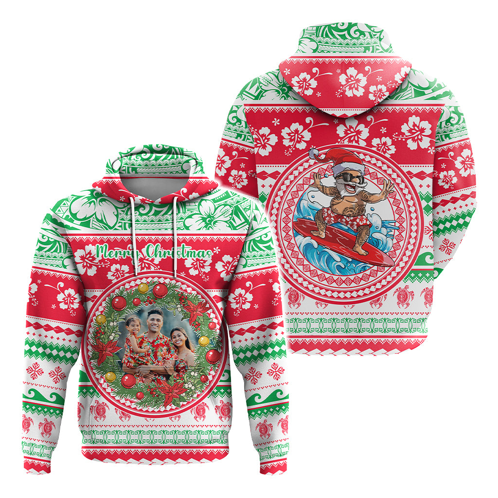 Custom Photo Polynesian Christmas Hoodie - Polynesian Pride