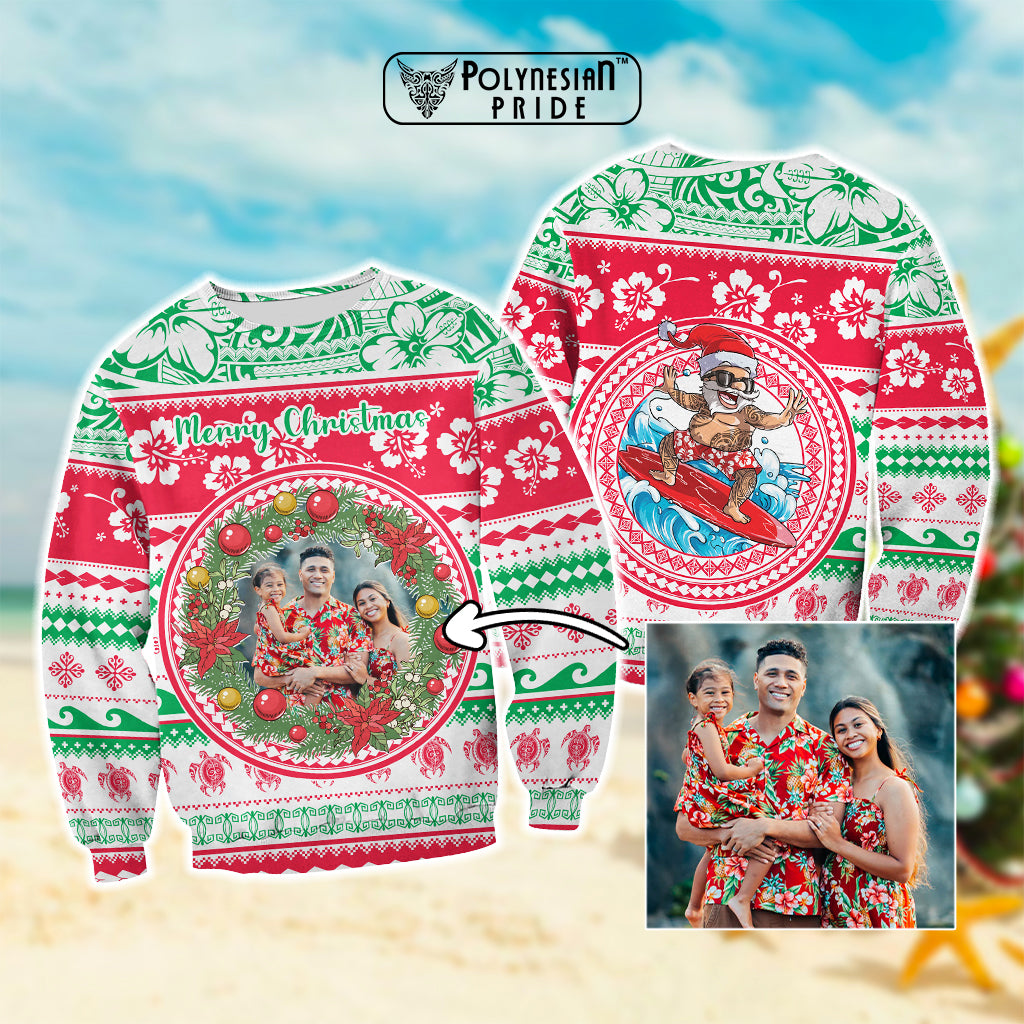 Custom Photo Polynesian Christmas Sweatshirt - Polynesian Pride