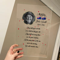 Custom Photo Australia And New Zealand ANZAC Day Memorial Acrylic Plaque We Will Remember You
