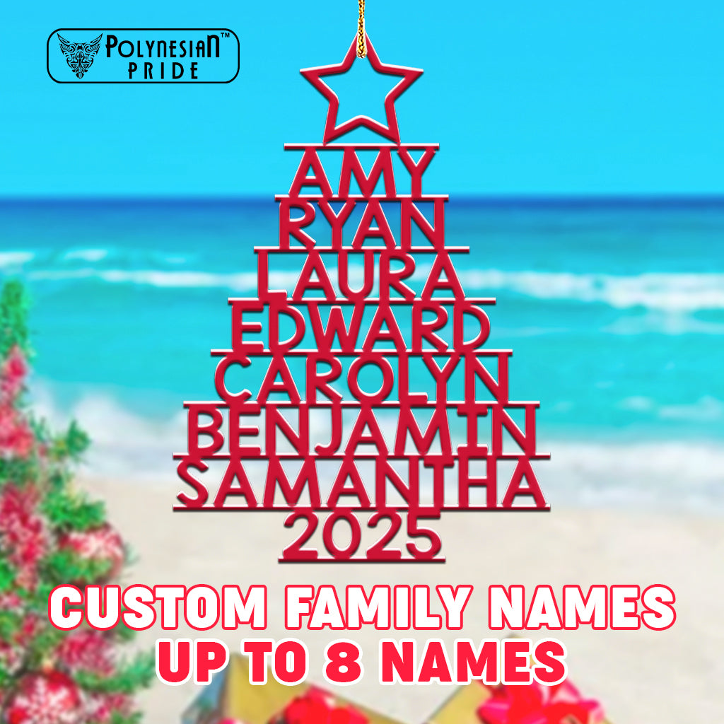 Custom Christmas Family Names Xmas Tree Ceramic Ornament