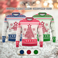 Custom Polynesian Knitted Sweatshirt Family Names Xmas Tree