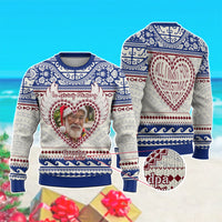 Custom Photo Polynesian Knitted Sweatshirt Memorial All I Want For Xmas Is You