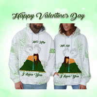 Custom Polynesian Couple Volcano Valentine Day Hoodie I LAVA YOU CTM05 Pullover Hoodie White - Polynesian Pride