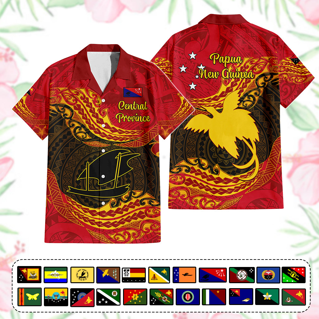 Custom Papua New Guinea Provinces Hawaiian Shirt Symbol Flag Polynesian Pattern - Polynesian Pride