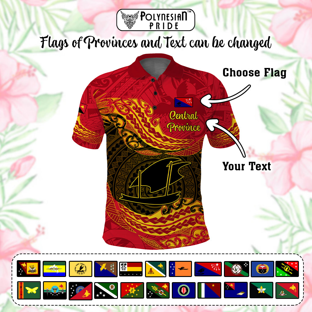 Custom Papua New Guinea Provinces Polo Shirt Symbol Flag Polynesian Pattern - Polynesian Pride
