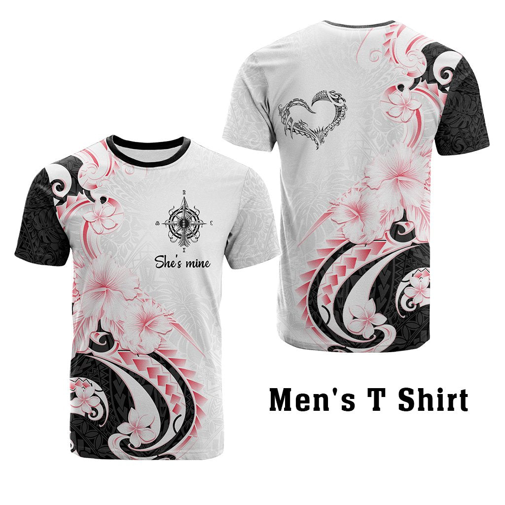 Custom Polynesian Couple National Spouses Day T shirt Compass Hibiscus Flowers