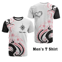 Custom Polynesian Couple National Spouses Day T shirt Compass Hibiscus Flowers