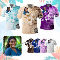 Custom Photo Samoa Polo Shirt Samoa Siapo Pattern With Hibiscus
