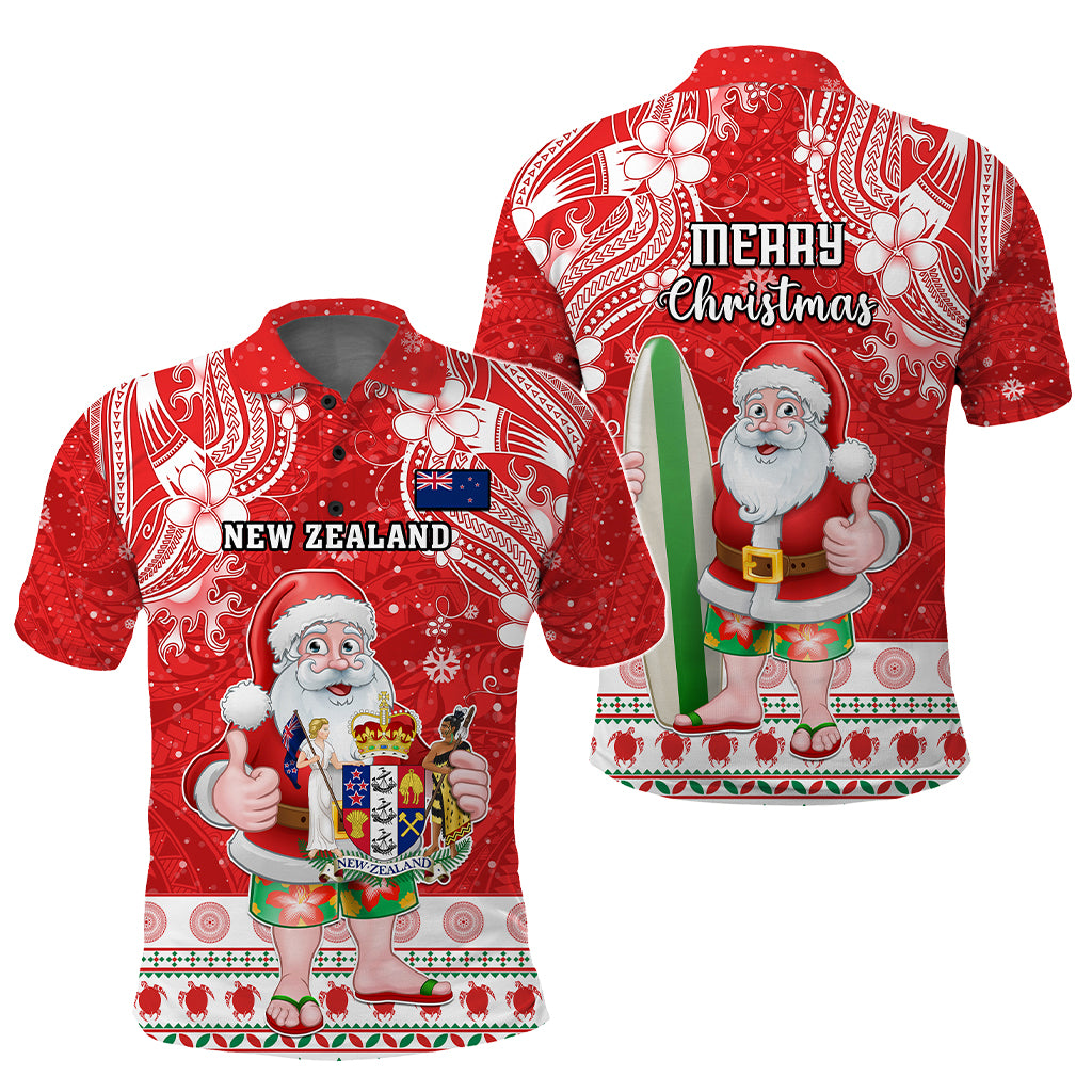 Custom Polynesian Countries Christmas Polo Shirt Santa Coat Of Arms - Polynesian Pride