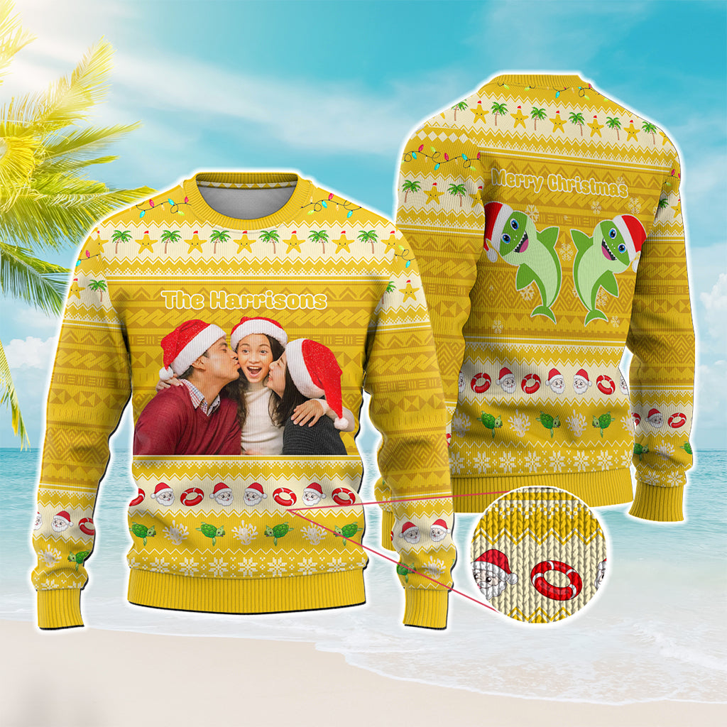 Custom Photo Polynesian Knitted Sweatshirt Beach Style
