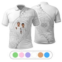 Custom Photo Samoa White Sunday Polo Shirt Lotu Tamaiti Teuila With Samoan Siapo CTM05