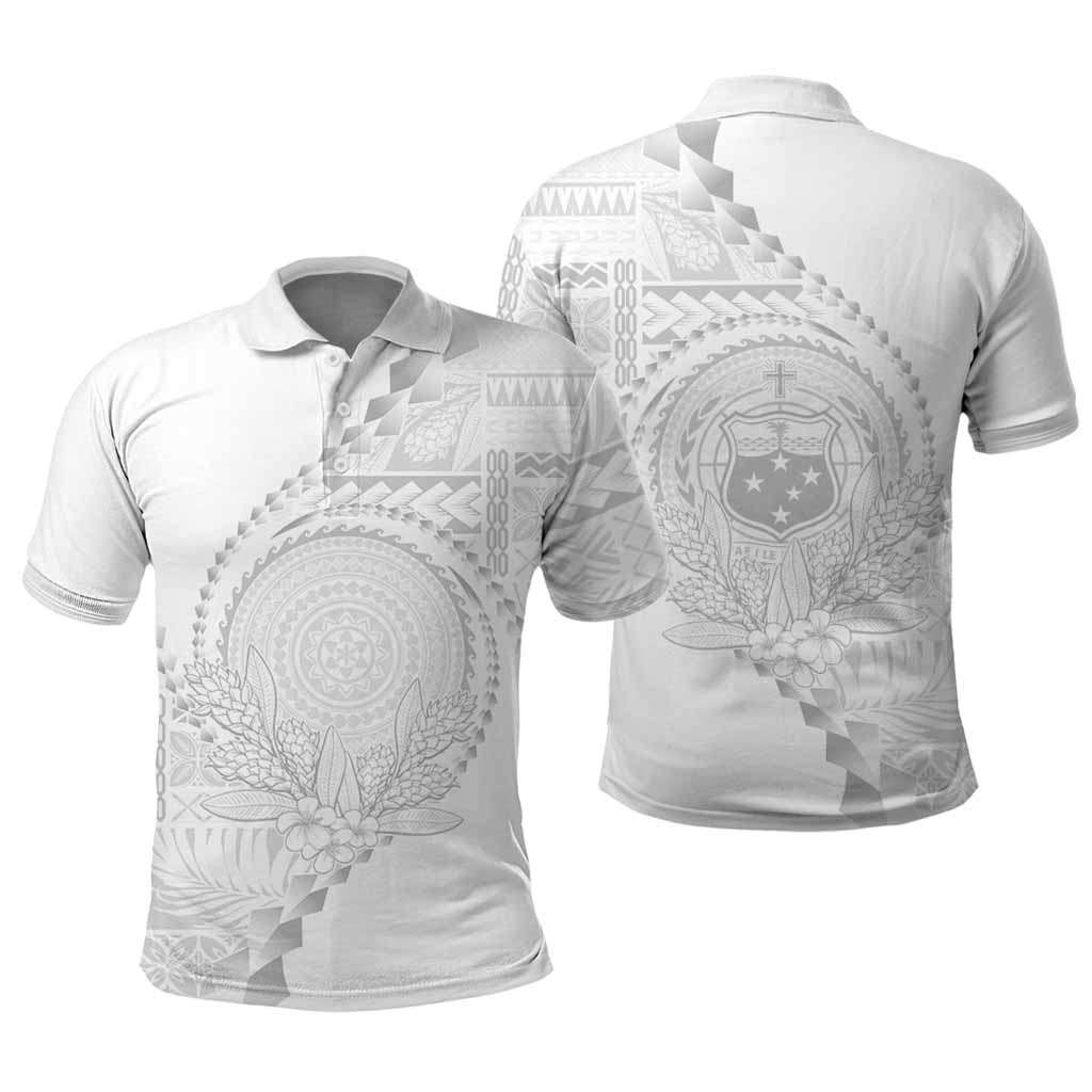 Custom Photo Samoa White Sunday Polo Shirt Lotu Tamaiti Teuila With Samoan Siapo CTM05